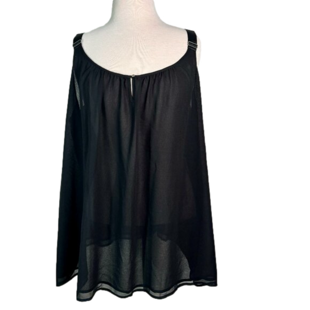 NWOT Lane Bryant Sheer Black Button Front Cami w/ Adjustable Straps Size 28